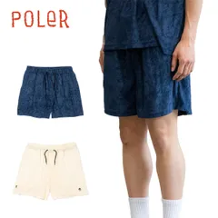 ポーラー ショートパンツ メンズ POLER RELAX PILE SHORTS リラックス パイルショーツ パイル生地 メンズ ボトムス ビーチ アウトドア ネイビー アイボリー ホワイト 無地 シンプル セットアップ 2023 正規品のサムネイル