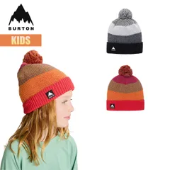 バートン ビーニー ニット帽 キッズ 25-26 Burton フリースライナー ポム W26JP-234581 Kids Fleece-Lined Pom Beanie 子供 こども ボーイズ ガールズ ポンポン 折り返し ロゴ 刺繍 スノーボード 正規品のサムネイル