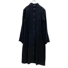 agnes b. アニエス ベー リネン ショップコート ロング シャツ ワンピース 黒 ブラック Ks7-51のサムネイル
