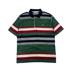 80s CHEMISE LACOSTE GOLF シュミーズ ラコステ ボーダー柄 文字ワニ 半袖 ポロシャツ 5/グリーン系 メンズ ゴルフのサムネイル