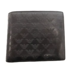 エンポリオアルマーニ EMPORIO ARMANI 二つ折り財布 ウォレット 小銭入れあり レザー 型押しロゴ 総柄 黒 ブラック /FF ■GY11のサムネイル