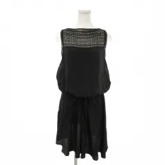 アルベルタ フェレッティ ALBERTA FERRETTI シアーワンピース 麻 リネン 38 黒 ブラック ボートネック ノースリーブ ブラウジング /AO13 ■ECB006のサムネイル