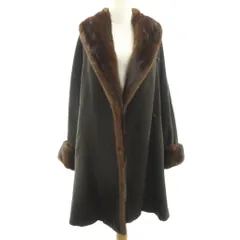 マックスマーラ MAX MARA 極美品 白タグ 最高級 ミンクファー 毛皮 コート マキシ丈 カシミヤ混 茶 ブラウン 42 約XLのサムネイル