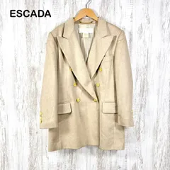 90s ESCADA オールド エスカーダ カシミヤ シルク テーラードジャケット ベージュ 大きいサイズのサムネイル