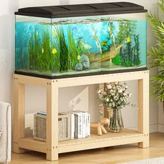 水槽台 水槽スタンド 水槽置き台 物を置く台 水槽 ラック 木製 90cm 60cm 45cm水槽台 60センチ水槽台 ウッドデコスタンド 高い耐荷重能力 組立式水槽台 水槽棚 水筒置き 爬虫類 ラック 木目調 おしゃれ 90x40x50cmのサムネイル