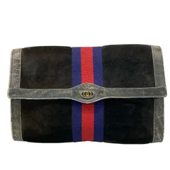 GUCCI(グッチ) クラッチバッグ アクセサリーコレクション 黒×ネイビー×レッド レザーのサムネイル