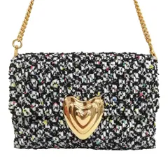 エスカーダ ESCADA ツイード ハート チェーン ショルダーバッグ クラッチバッグ 2way ブラック系のサムネイル
