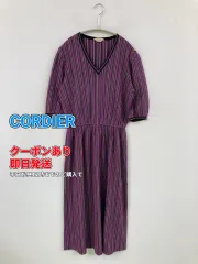 CORDIER コルディエ ワンピース パープル ナイロン ストライプ柄 半端袖 ひざ丈 フレア ライン柄 レディースのサムネイル
