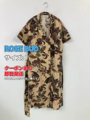 ROSE BUD ローズバッド ワンピース F ベージュ リネン・麻 花柄・ボタニカル柄 半袖 ひざ丈 タイト レディースのサムネイル