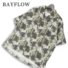 BAYFLOW ベイフロー 春夏★ レーヨン 半袖 ハイビスカス 総柄 ビッグシルエット アロハ オープンカラー シャツ Sz.3 メンズのサムネイル