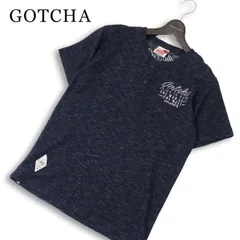GOTCHA ガッチャ 春夏★ 半袖 ロゴ刺繍 メランジ ヘンリーネック Tシャツ カットソー Sz.M メンズ 紺のサムネイル