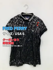 FRED PERRY フレッドペリー ポロシャツ USA 6 ブラック その他総柄 ライン柄 ワンポイント ブランドロゴ 半袖 レディースのサムネイル