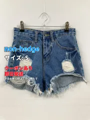 non-hedge ノンヘッジ デニムパンツ S ブルー ショート・ひざ上丈 無地 スタンダード レギュラー クラッシュ・ダメージ レディースのサムネイル