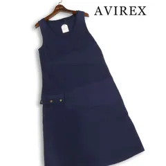 【新品 未使用】 AVIREX アヴィレックス 春夏★ ワッフル 切替 ノースリーブ ロング ワンピース Sz.L レディース 紺のサムネイル