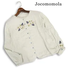 Jocomomola ホコモモラ シビラ 春夏★ 七分袖 刺繍 フリル 植物柄 ブラウス シャツ Sz.40 レディースのサムネイル