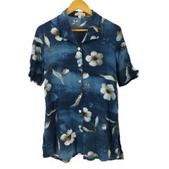 90s Burberrys バーバリーズ リネン 開襟シャツ ブラウス 花柄 M 