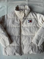 90s トミーヒルフィガー ロングダウンコート シルバー M VINTAGE