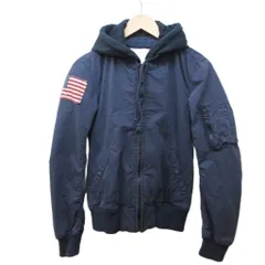 デニム&サプライ ラルフローレン DENIM & SUPPLY RALPH LAUREN フライトジャケット ジップアップブルゾン レイヤード フード XS 紺  ネイビー IBO87のサムネイル