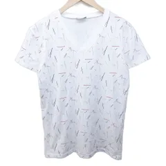 ディオールオム Dior HOMME Tシャツ カットソー 総柄 プリント Vネック 半袖 S 白 ホワイト 系 マルチカラー 263J631I5911 ☆AA★ 0323のサムネイル