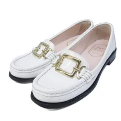 ロジェヴィヴィエ ROGER VIVIER ヴィヴ レンジャー ローファー スクエアバックル レザー 34 約21cm 白 ホワイト IBO95 0426のサムネイル
