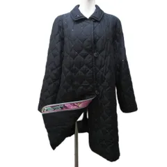 レオナール LEONARD FASHION キルティングコート ジャケット シルク スパンコール ラメ グリッター 裏地 花柄 切替 13R 約XL 黒 ブラック 0368488 IBO89 0228のサムネイル