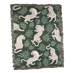 vintageラグ ブランケット マルチカバー タペストリー パンサー リーフ アニマル 特大 Rug Blanket Panther 3798のサムネイル