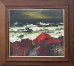 一点物】作者不明 油彩画 風景画 額装 インテリア アート コレクション