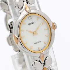 SEIKO セイコー エクセリーヌ 4N20-5490 QZ 動作品 シェル 1Pダイヤのサムネイル