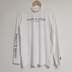 【美品】MARK&LONA レインボースカル モックネックカットソー44 新品☆MARK＆LONA T-LINE44黒ハイネックカットソー 袖ロゴ＆スカル
