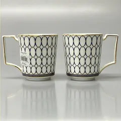 WEDG WOOD(ウェッジウッド) 食器新品同様  ルネッサンス ゴールド 白×ネイビー×ゴールド マグカップ×2点のサムネイル