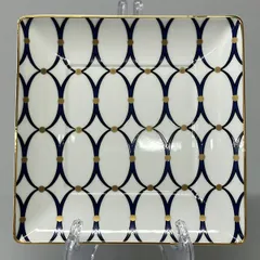 WEDG WOOD(ウェッジウッド) プレート新品同様  ルネッサンス ゴールド 白×ネイビー×ゴールド スクエアのサムネイル