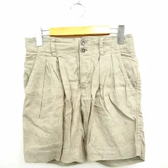 ソブ sov. ダブスタ パンツ ショーパン ショート 総柄 シンプル リネン 麻 36 ベージュ 薄茶 /MT44のサムネイル