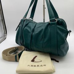 美品】土屋鞄 ハーフムーン ショルダーバッグ 三日月 レザー グリーン 