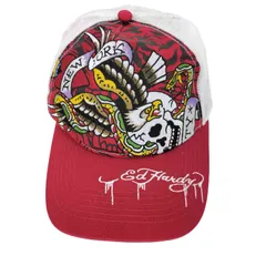 エドハーディー Ed Hardy 00s NEW YORK スカル刺繍 メッシュキャップ トラッカーキャップ y2k メンズ ONE SIZE のサムネイル