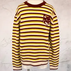 美品 MAISON KITSUNE メゾンキツネ　FOX HEAD INTARSIA STRIPED COMFORT JUMPER　フォックスヘッド　インターシャ　ストライプド　コンフォート　ジャンパー　ウール　ニット　セーター　ボーダー　Lサイズのサムネイル