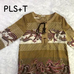 【タグ付】PLS+T プラステ チュニック ブラウス ペイズリー柄 ブラウン系 Mのサムネイル
