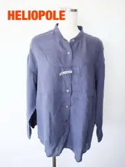 HELIOPOLE　エリオポール　BAND COLOR LINEN SHIRT バンドカラーリネンシャツ　定価17,930円　Mサイズ　３８　ネイビー　リネン100%　長袖　シンプル　大人　送料込み　6468340のサムネイル