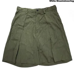 White Mountaineering TUCK WIDE SHORT PANTS ショートパンツ ハーフパンツ ショーツ ワイド タック入り ドレープ リネン混 麻 Sサイズ カーキグリーン オリーブ 緑系 ホワイトマウンテニアリングのサムネイル