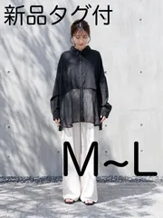 【新品タグ付】【Deux Amour】シアーシャツ ブラック M～L オーバーサイズ ドロップショルダー 長袖 シースルー 前後差ヘム 羽織り 黒 大人カジュアルのサムネイル