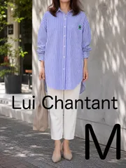 【Lui Chantant】ルイシャンタン ストライプシャツ 38 ブルー ホワイト コットン100％ ロング丈 オーバーサイズ 前後差ヘム バックタック 長袖 羽織りのサムネイル