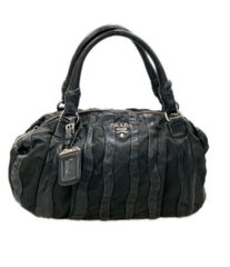 PRADA パテントレザー ギャザー ショルダーバッグ 2way A4 ブラック