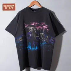 90s USA製 アニマル Tシャツ L ブラック ゾウ Elephant ヴィンテージ Vintage シングルステッチ アート 総柄 ミラー MILLER アメカジ ストリート オーバーサイズ アニマルT ヴィンテージT 古着 T338のサムネイル