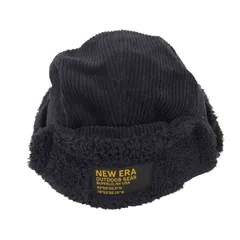 ニューエラ NEW ERA トラッパー Corduroy コーデュロイ Mink Fleece ウーブンパッチ ブラック メンズ Lのサムネイル