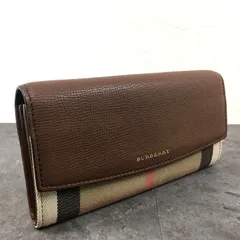 極美品 BURBERRY 長財布 バーバリーチェック ブラウン レザー 箱付き  615のサムネイル
