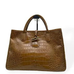 美品　LONGCHAMP ロンシャン　ハンドバッグ　ロゾ　クロコ型押し　ブラウンのサムネイル