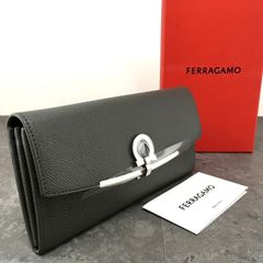 未使用品 Salvatore Ferragamo 長財布 22-D150 ガンチーニ グレー 箱 