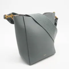 ★3日以内返品可★ 美品 CELINE セリーヌ カーフスキン サングル バケット スモール 189303 ショルダーバッグ ブルー レザー レディースのサムネイル