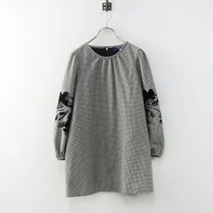 エムズグレイシー M'S GRACY 千鳥格子柄 フロッキープリント チュニック 36｜ブラック トップス 長袖 【2400015068756】のサムネイル
