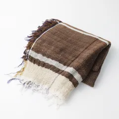 タマキニイメ 玉木新雌 tamaki niime roots shawl MIDDLE ルーツショール ミドル ｜ネイビー ブラウン ウール【2400015068480】のサムネイル