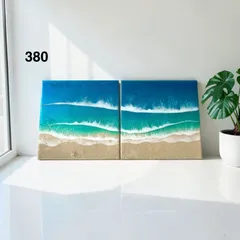 380波アート 2枚組 レジンアート 海インテリア 木製パネル - メルカリ